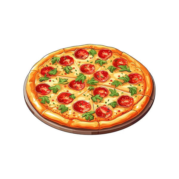 Hand Draw Pizza Διάφορα Συστατικά Στυλ Κινουμένων Σχεδίων Ολόκληρο Και — Διανυσματικό Αρχείο