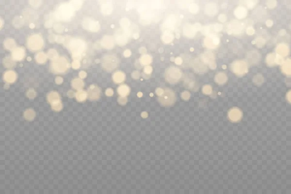 金色的灰尘灯 Bokeh灯的背景效果 抽象的魔法光尘埃效果 圣诞灯 发出飞扬的尘埃 — 图库矢量图片