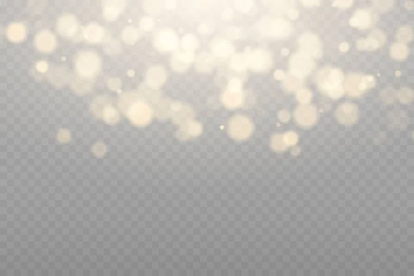 金色的灰尘灯 Bokeh灯的背景效果 抽象的魔法光尘埃效果 圣诞灯 发出飞扬的尘埃 — 图库矢量图片