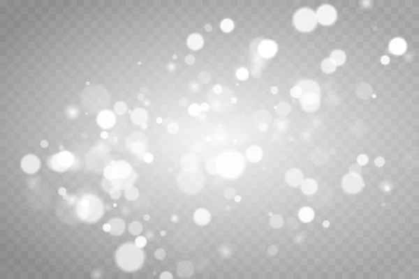 抽象的な光効果 透明な背景で隔離されたライトボケ 輝くほこりのクリスマスのクリスマスの背景 光るボケの菓子 ダストライト — ストックベクタ