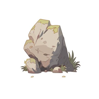 Çimenli kaya yığını. Kaya taşı çizgi filmi. Dağ enkazı ve kayaları. Vektör illüstrasyonu EPS10