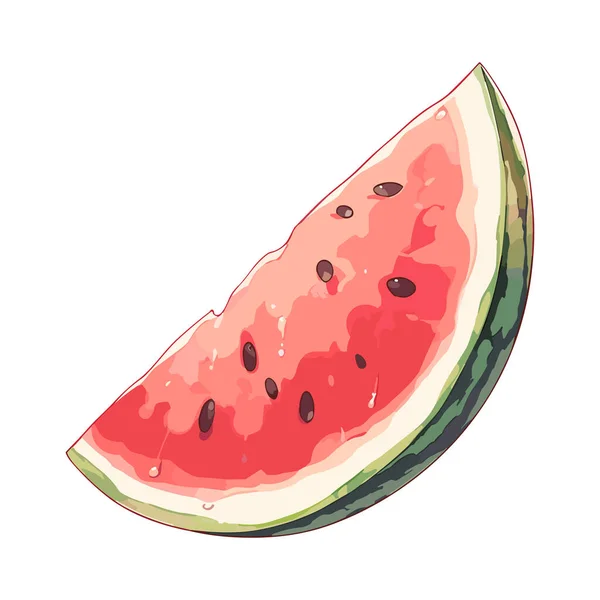 Vector Dibujos Animados Detallada Sandía Fruta Dulce Fruta Ilustración Vectorial — Vector de stock