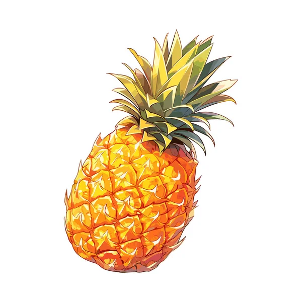 Desenho Animado Vetorial Abacaxi Fruto Detalhado Doce Fruta Ilustração Vetorial — Vetor de Stock