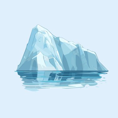 Çizgi film buzdağı. Buzdağı sualtı görüntüsü. Iceberg 'in yüksek kaliteli çizimi. Arka planda izole edilmiş. Vektör Illustration EPS10