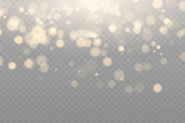 Goldstaublicht Bokeh Licht Lichter Effekt Hintergrund Abstrakte Magische Lichtstaubeffekte Weihnachtsbeleuchtung — Stockvektor