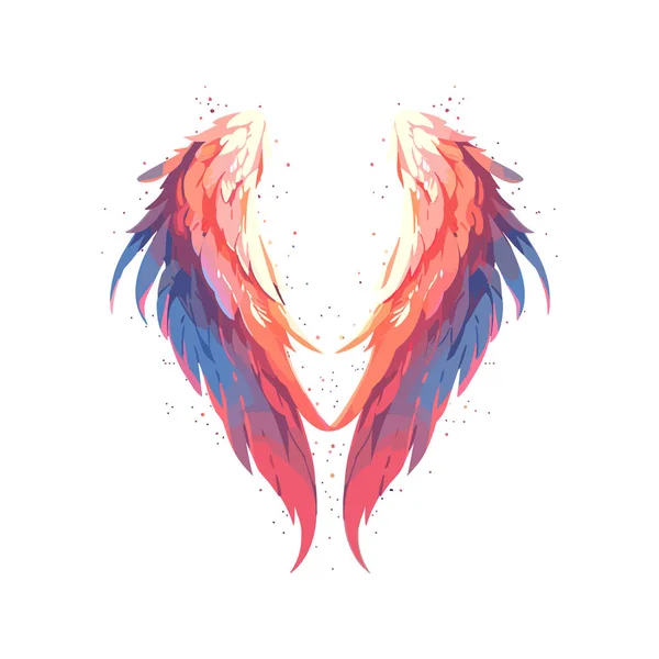 Cartoon Color Angel Wings Isolated Dark Background Bird Wings Design — Stock Vector