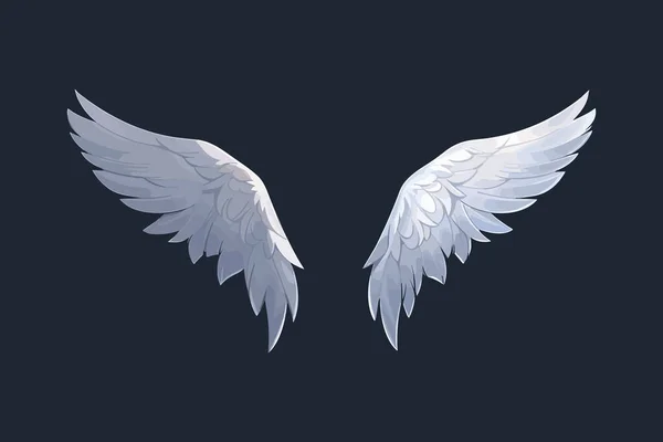 天使的翅膀隔离在黑暗的背景下 天使风格的带3D羽毛的翅膀 精神与自由的概念 矢量说明Eps10 — 图库矢量图片