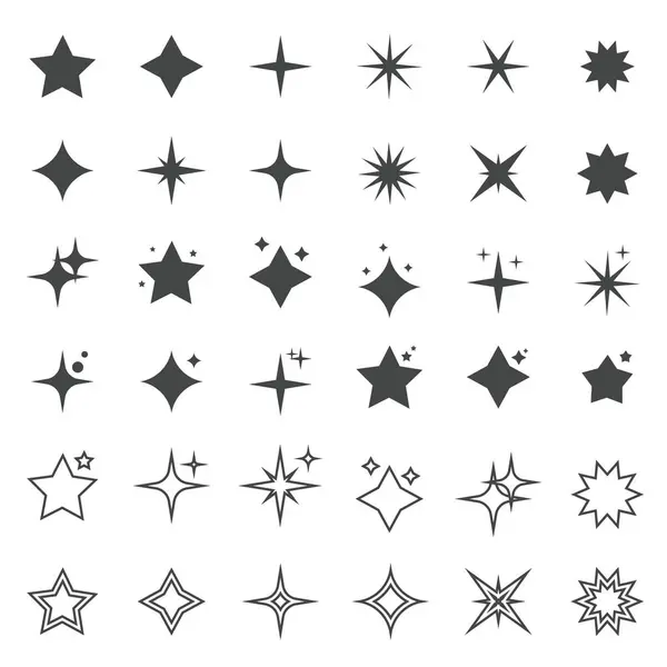 Parıltı Simgeleri Koleksiyonu Parlak Efekt Şaret Vektörü Tasarımı Geçmişe Dönük Stok Vektör