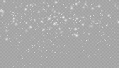 Kar taneleri ve bulutlarla yağan gerçekçi kar. Şiddetli kar yağışı, farklı şekil ve formlarda kar taneleri. Şeffaf arkaplanda pek çok beyaz soğuk pullu element.