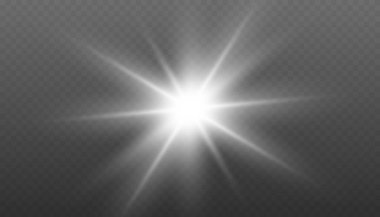 Parlak ışık efekti. Parıltılı yıldız patlaması. Vektör şeffaf güneş ışığı özel lens ışık efekti. Yıldız Işıltısı. Parlayan Yıldızlar Parıldayan Yıldız Işığı Efekti.