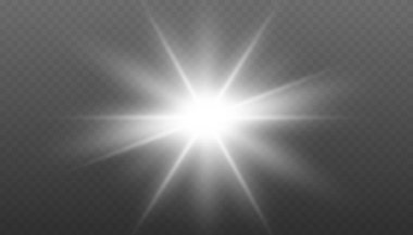 Parlak ışık efekti. Parıltılı yıldız patlaması. Vektör şeffaf güneş ışığı özel lens ışık efekti. Yıldız Işıltısı. Parlayan Yıldızlar Parıldayan Yıldız Işığı Efekti.
