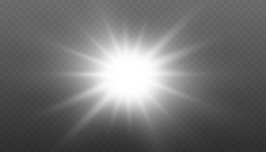 Parlak ışık efekti. Parıltılı yıldız patlaması. Vektör şeffaf güneş ışığı özel lens ışık efekti. Yıldız Işıltısı. Parlayan Yıldızlar Parıldayan Yıldız Işığı Efekti.