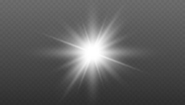 Эффект свечения. Звезда вспыхнула блестками. Векторный прозрачный солнечный свет Специальный эффект вспышки линзы. Звездное Сияние. Звезды с эффектом спарринга.