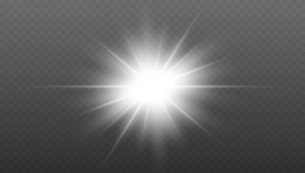 Эффект свечения. Звезда вспыхнула блестками. Векторный прозрачный солнечный свет Специальный эффект вспышки линзы. Звездное Сияние. Звезды с эффектом спарринга.