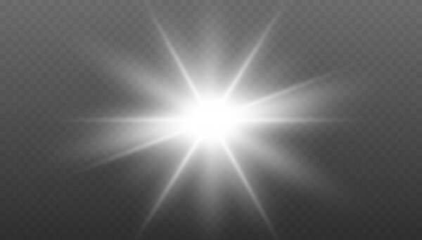 Эффект свечения. Звезда вспыхнула блестками. Векторный прозрачный солнечный свет Специальный эффект вспышки линзы. Звездное Сияние. Звезды с эффектом спарринга.