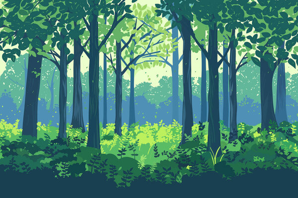 Beautiful Forest. Beautiful spring and summer landscape. Summer day in nature. Sunny day in forest