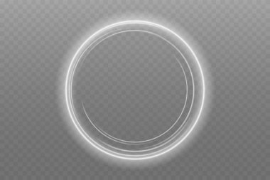 Parlak Dalga Hareketli Parlak Spiral Işık Dönüşü, Beyaz Parlayan Parçacıklar. Parlak gümüş neon halka çerçeve. Açık beyaz Twirl. Beyaz çizginin kıvrımlı ışık etkisi. Soyut lüks beyaz ışık