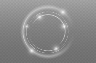 Parlak Dalga Hareketli Parlak Spiral Işık Dönüşü, Beyaz Parlayan Parçacıklar. Parlak gümüş neon halka çerçeve. Açık beyaz Twirl. Beyaz çizginin kıvrımlı ışık etkisi. Soyut lüks beyaz ışık