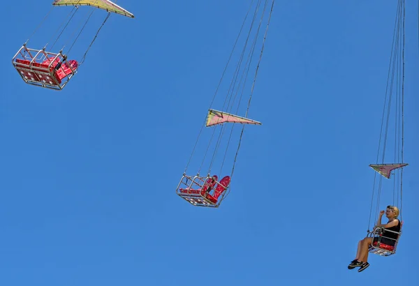 Middleburg Netherlands August 2022 People Enjoying Ride Tall Carousel Fairground — Stock Photo, Image