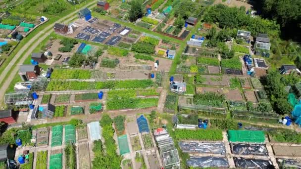 Pontypridd Wales July 2022 Flyover Aerial View Community Allotments Village — Wideo stockowe