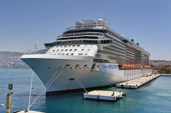 Kusadasi Turkey May 2022 Front Big Cruise Ship Celebrity Reflection — стокове фото