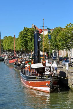 Dordrecht, Netherlands - August 2022: Vintage steam passenger ship Pieter Boele moored in one of the city's harbours
