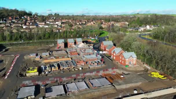 Pontypridd Wales October 2022 Aerial View Flying New Housing Development — Vídeo de stock