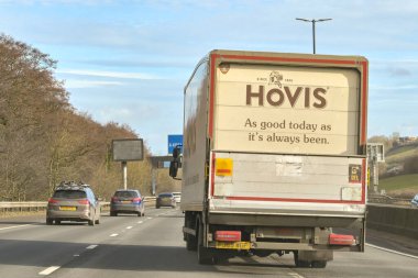 Newport, Wales - January 2023: Rear view of a delivery lorry operated by the Hovis bread company