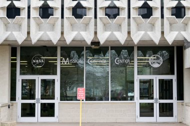 Houston, Teksas, ABD - Şubat 2023 Houston Uzay Merkezi Görev Kontrol Merkezi Giriş