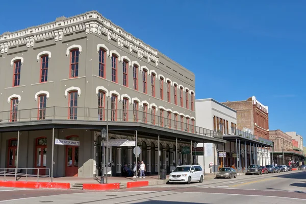 stock image Galveston, Texas, USA - February 2023: Historic buildings in one of the main streets in the cty