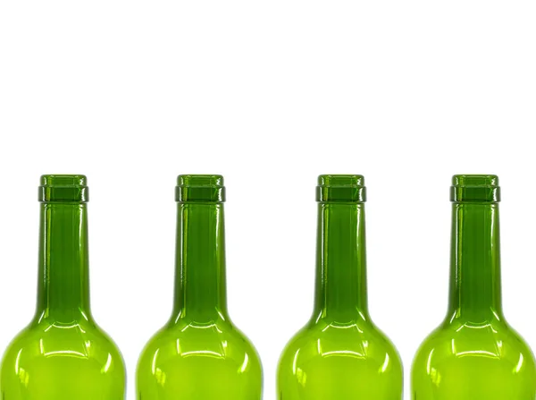 Fila Botellas Vino Vacías Aisladas Sobre Fondo Blanco Recibido Psace — Foto de Stock