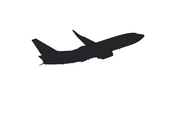 Egy Kereskedelmi Repülőgép Sziluettje Fehér Háttérrel Utazási Koncepció — Stock Fotó