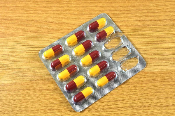 Blisterförpackning Antibiotika Plast Och Folie Kapslar Inga Människor — Stockfoto