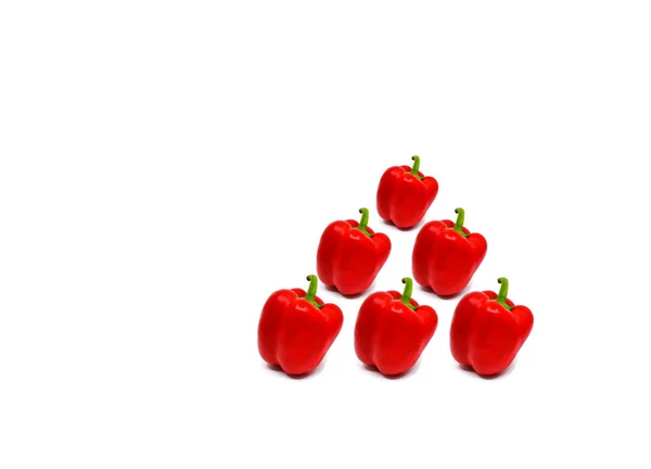 Red Bell Peppers Isolated Plain White Background Copy Space — Stock Photo, Image