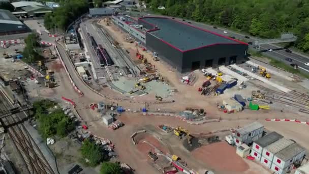Taffs Well Cardiff Wales May 2023 Aerial View New Train — Stock Video