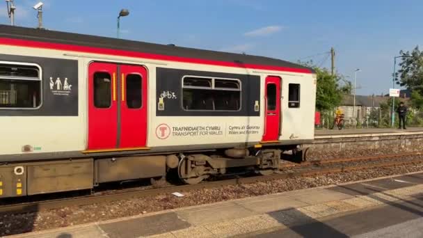 Treforest País Gales Junho 2023 Comboio Diesel Que Chega Estação — Vídeo de Stock