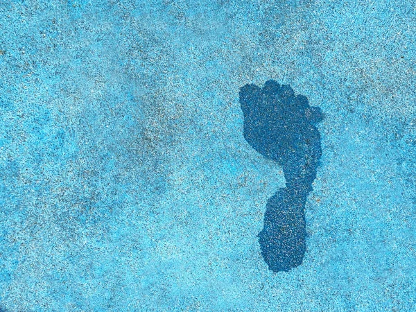 Footprint Wet Right Foot Surface Area Swimming Pool People Background — Stock Photo, Image