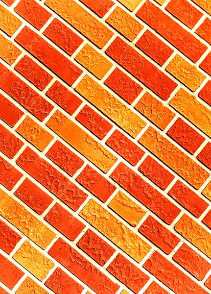 Blisko Widok Ceglanej Ściany Cegły Pomarańczowym Czerwono Białym Cemencie Przeszłości — Zdjęcie stockowe