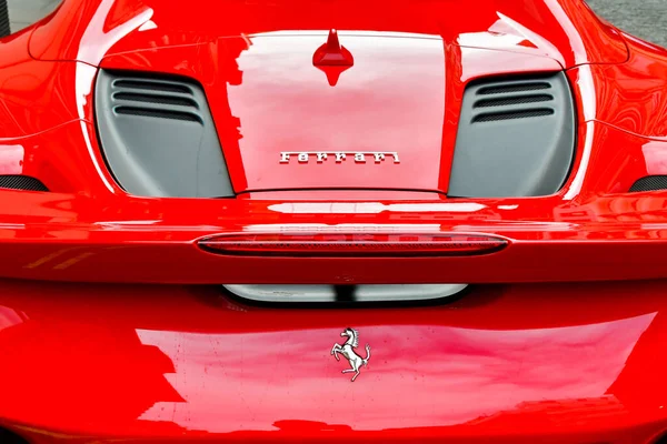 Londyn Anglia Wielka Brytania Czerwca 2023 Widok Tyłu Supersamochodu Ferrari — Zdjęcie stockowe