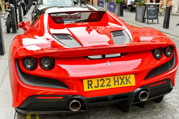 Londyn Anglia Wielka Brytania Czerwca 2023 Widok Tyłu Supersamochodu Ferrari — Zdjęcie stockowe