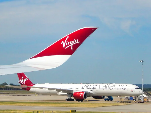 London England Storbritannien Juni 2023 Curved Wing Tip Virgin Atlantic — Stockfoto