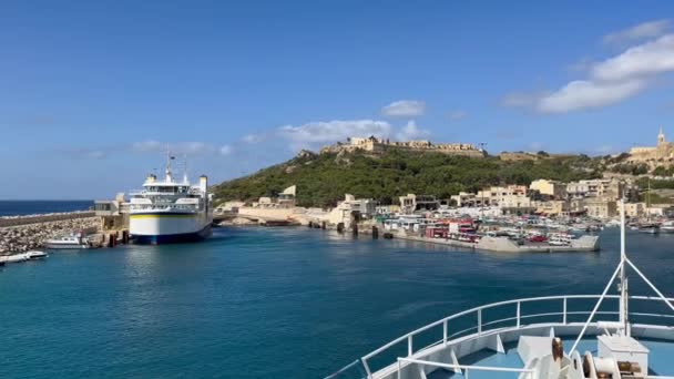 Gozo Malta 2023 Augusztus Kilátás Gozo Szigeten Lévő Mgarr Kikötőbe — Stock videók