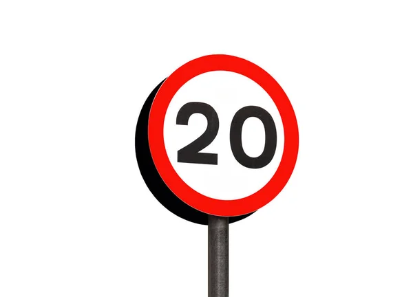 Road Sign Showing Mph Speed Limit Residential Area White Background — Stock Photo, Image