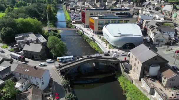 Pontypridd Wales September 2023 Drohnenflug Über Die Historische Alte Brücke — Stockvideo