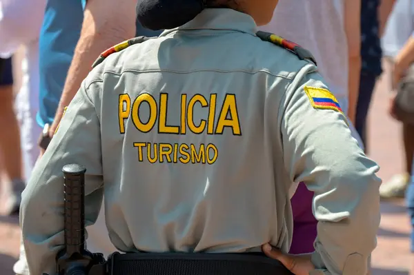 Cartagena Colômbia Janeiro 2024 Policial Feminina Departamento Política Turística Patrulha Fotos De Bancos De Imagens