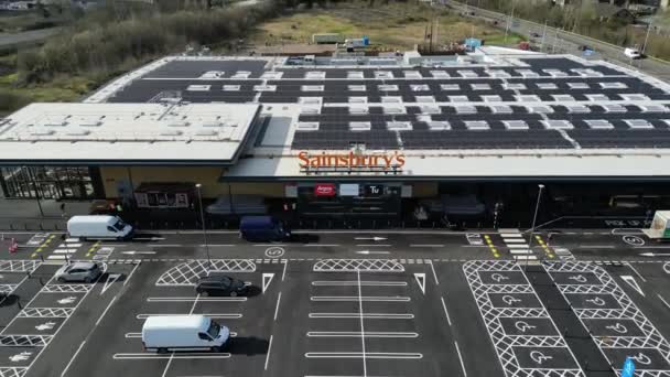 Pontyclun Gales Septiembre 2023 Vista Aérea Nuevo Supermercado Para Cadena — Vídeos de Stock