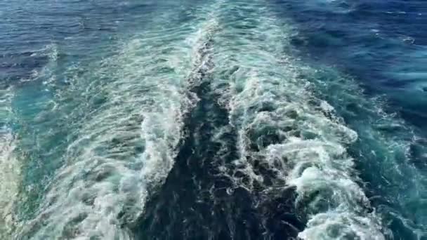 Acorde Dos Poderosos Motores Grande Navio Cruzeiro Mar Não Pessoas — Vídeo de Stock