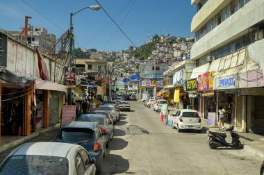 Acapulco, Meksika - 17 Ocak 2024: Acapulco 'daki eski şehir merkezinin bir kısmı