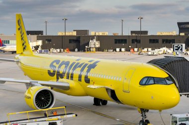 Baltimore, Maryland, ABD - 3 Mayıs 2024: Airbus A321 Jeti (ruhsat numarası N710NK) Baltimore Washington Uluslararası Havalimanı 'nda Spirit Airlines tarafından işletilmektedir..