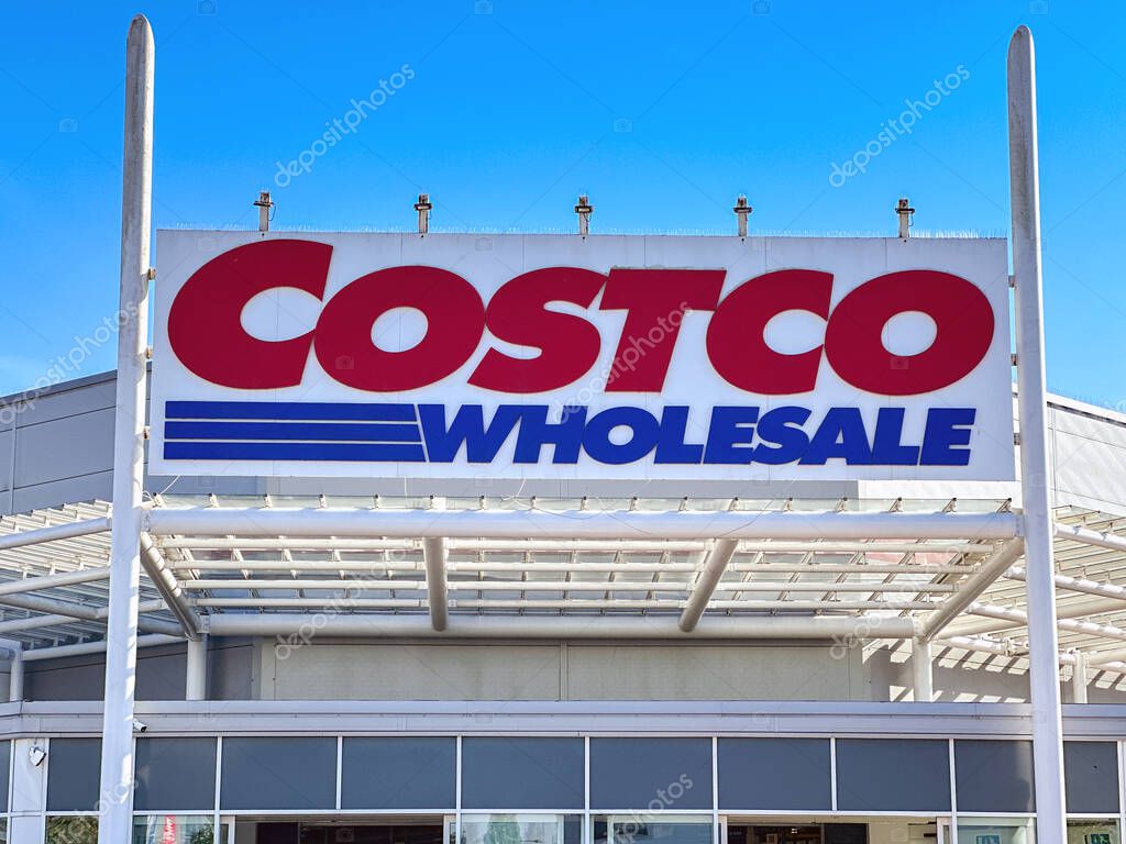 Cardiff, Wales  14 September 2024: People entering and leaving the branch of Costco at the Capital Shopping Park in Leckwith on the outskirts of the city